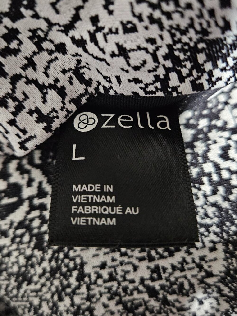 Zella Black/White Textured Static Abstract Print Legging L - Picture 8 of 10